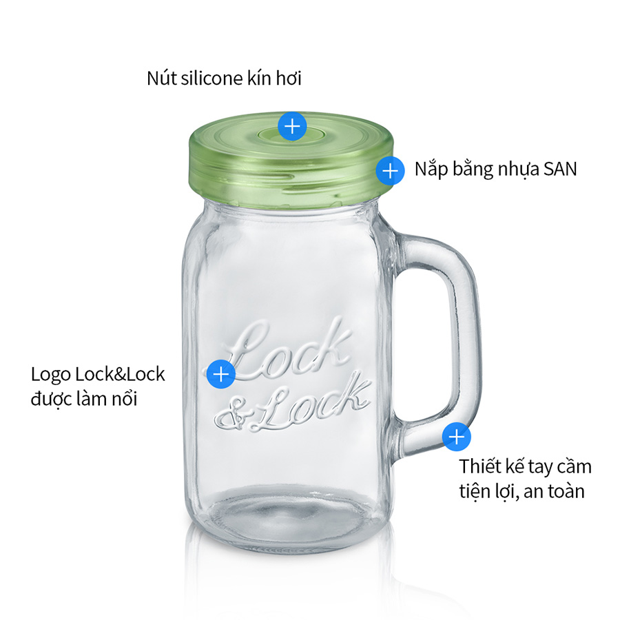 Ly Thủy Tinh LocknLock 630Ml - 3 Màu (Xanh Lá, Hồng, Vàng) - LLG002, , large image number 2