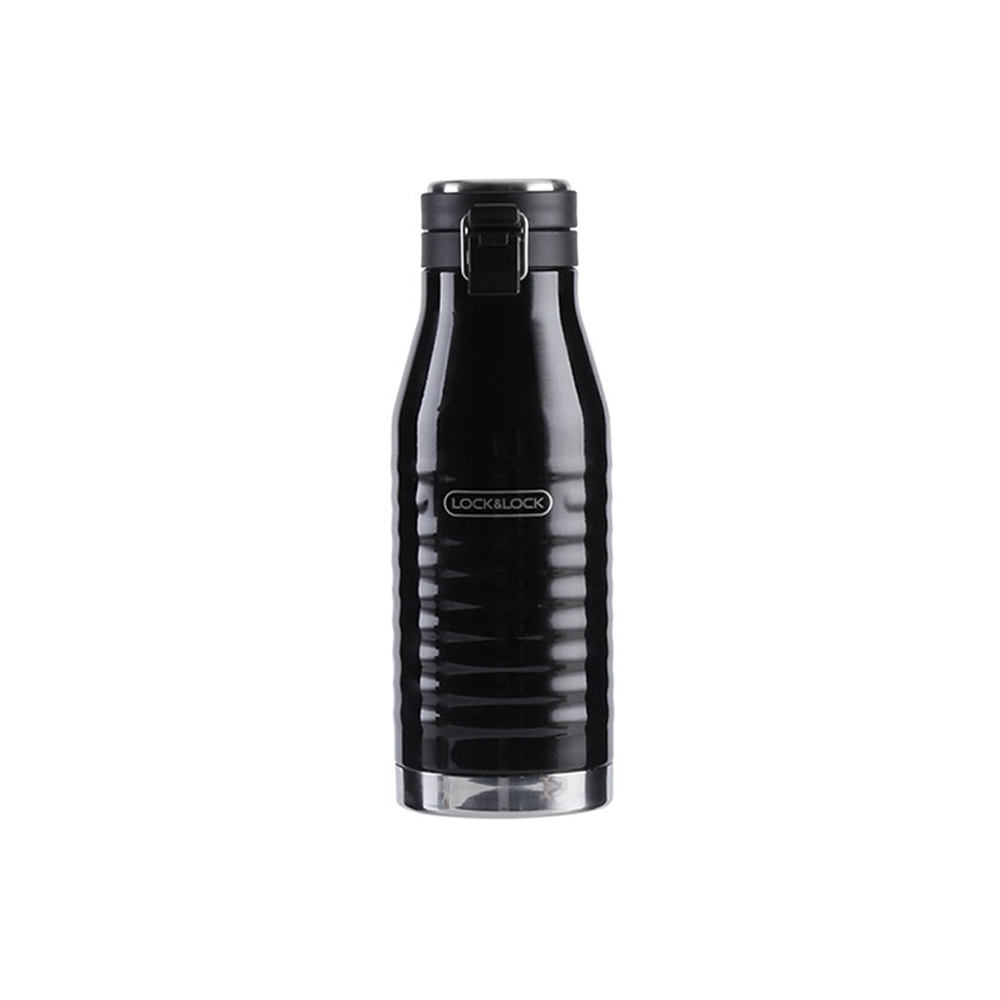 Bình Giữ Nhiệt Bằng Thép Không Gỉ LocknLock Wave Bottle 460Ml - Màu Đen - LHC4149BLK